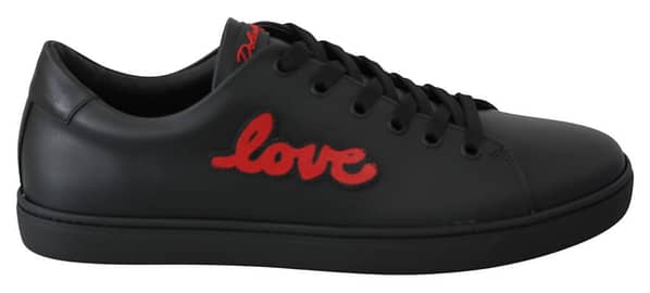 Dolce & gabbana black leather love heart sneakers womens shoes