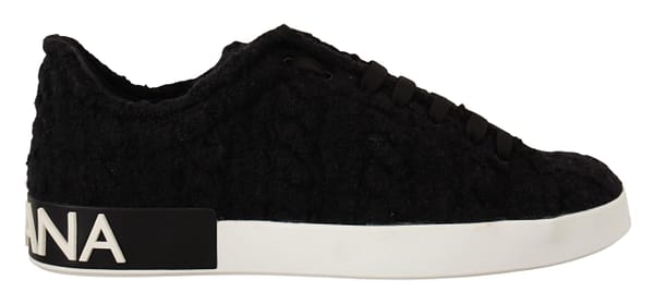 Dolce & gabbana black white wool cotton casual sneakers