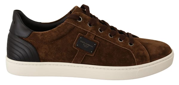 Dolce & gabbana brown suede leather mens low tops sneakers