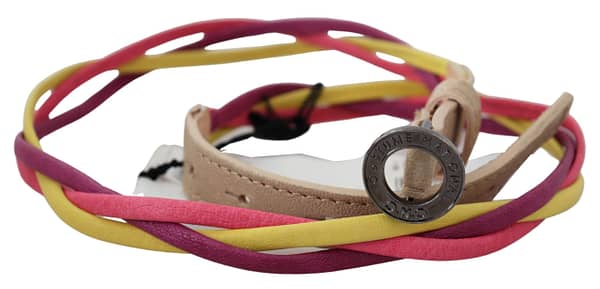Multicolor twisted leather circle buckle belt