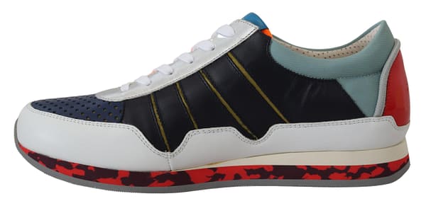 Multicolor leather sport low top sneakers