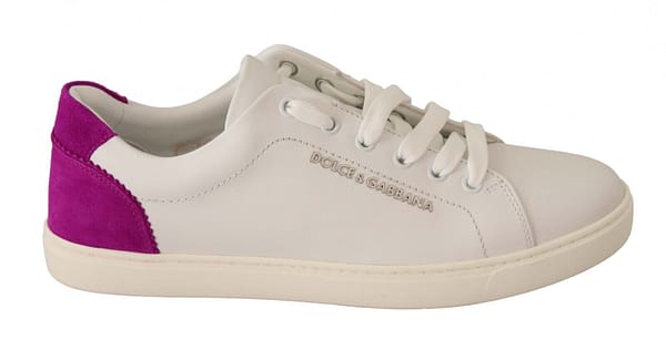 Dolce & gabbana white purple leather logo womens sneakers shoes