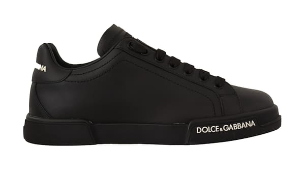 Dolce & gabbana black leather low tops casual sneakers