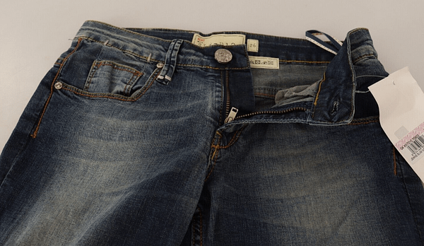 Blue washed cotton low waist skinny denim women trouser jeans