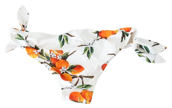 Bikini bottom white orange print swimsuit beachwear