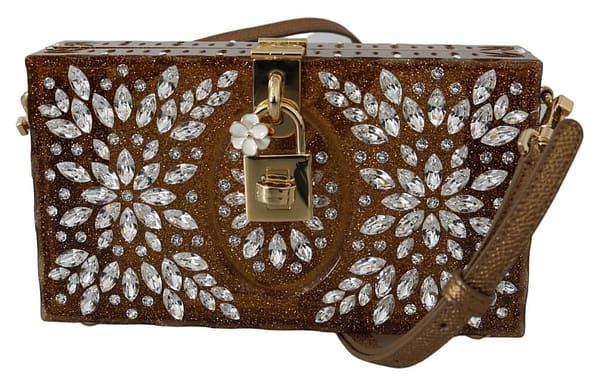 Dolce & gabbana gold crystals studs cross body purse borse women bag box