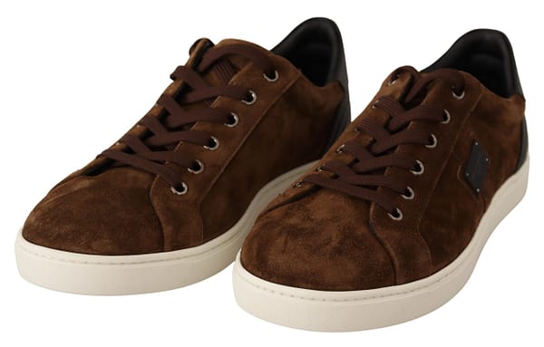 Brown suede leather mens low tops sneakers