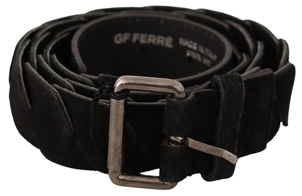 Gf ferre black wx silver tone buckle waist belt