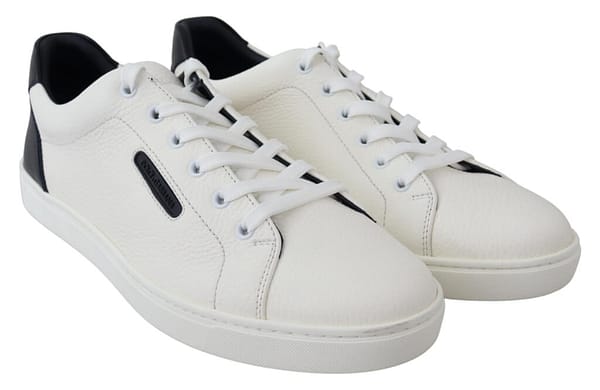 White blue leather low top mens sneakers shoes