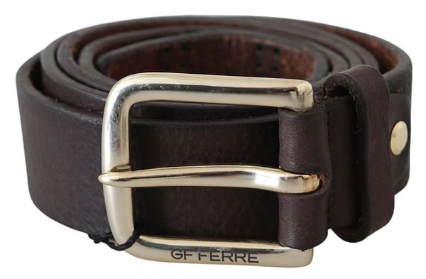 Gf ferre black leather logo design cintura buckle fashion waist belt