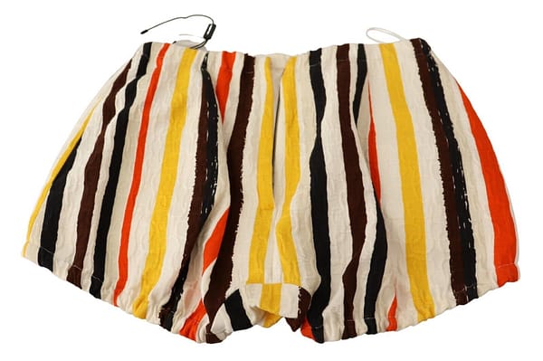 Multicolor striped cotton hot pants shorts