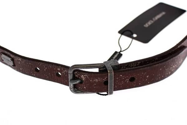 Brown leather logo belt