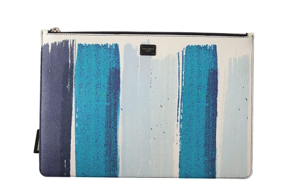 Dolce & gabbana blue dauphine leather clutch document briefcase