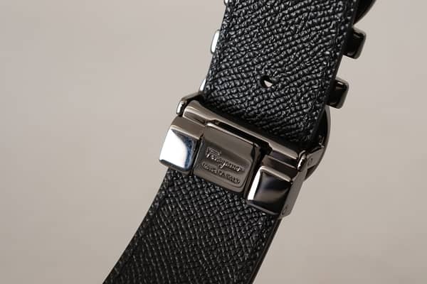 Dark brown and black calf leather reversible belt