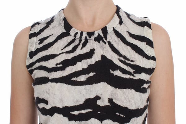 Zebra 100% cashmere knit top vest tank top