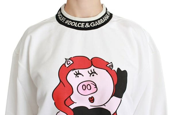White pig of the year pullover sweater