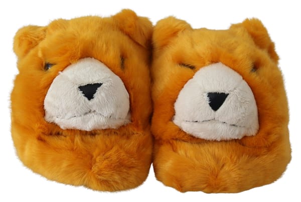 Yellow lion flats slippers sandals shoes