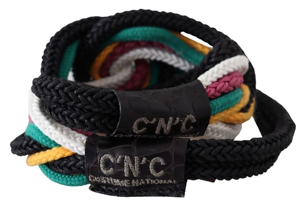 Multicolor rope leather rustic hook buckle belt
