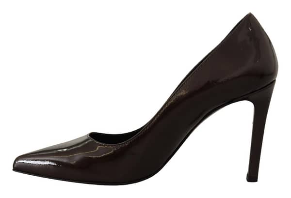 Brown patent leather stiletto heels pumps shoes