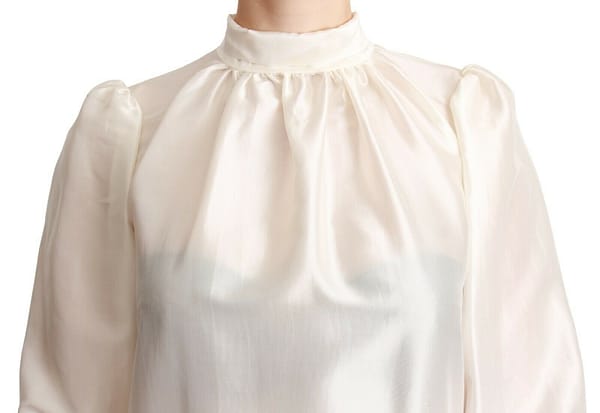 White silk neck scarf bow blouse shirt