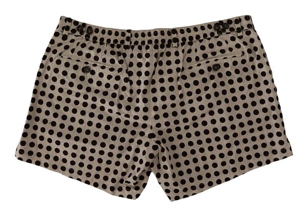 Black white polka dots cotton linen shorts