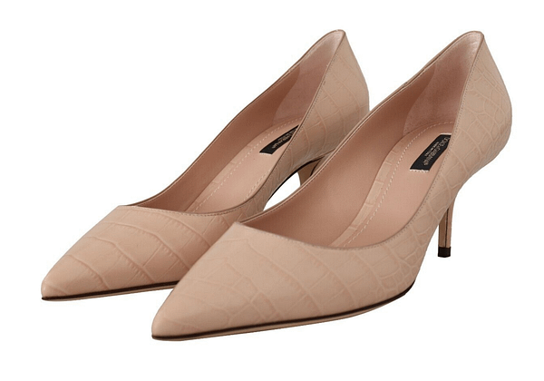 Nude leather pointed heels pumps shoes