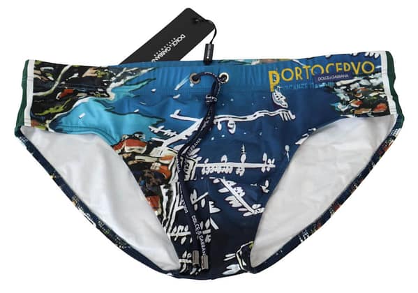 Dolce & gabbana blue portocervo beachwear briefs nylon swimwear