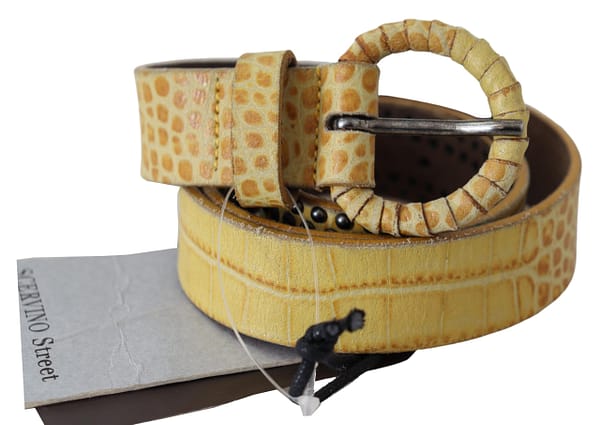 Ermanno scervino beige genuine leather snakeskin design round belt