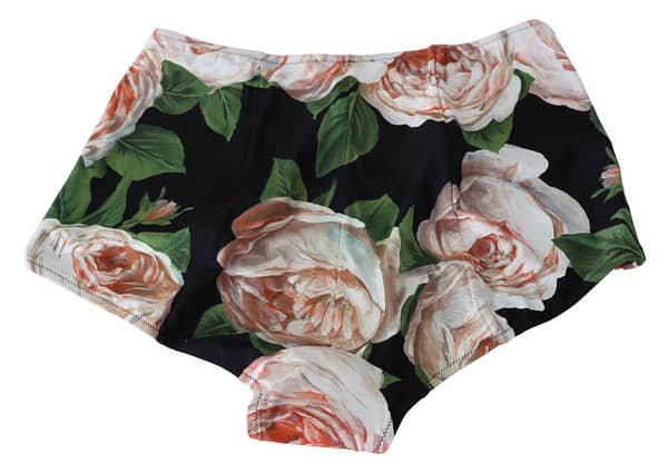 Black ross print swimwear beachwear bikini bottom