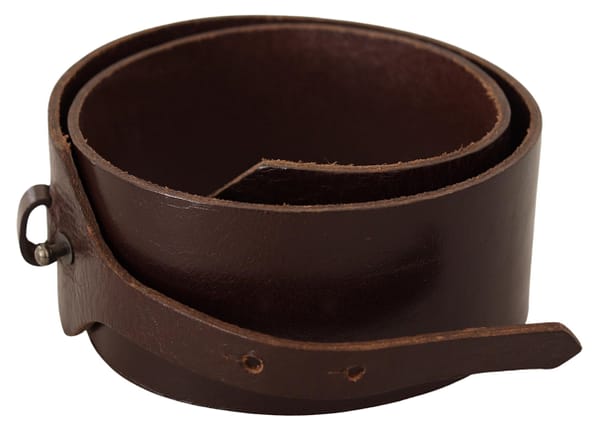 Brown leather silver round belt