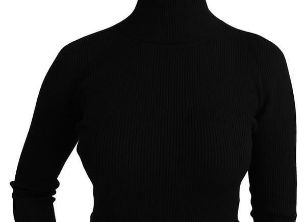 Black turtleneck wool pullover sweater