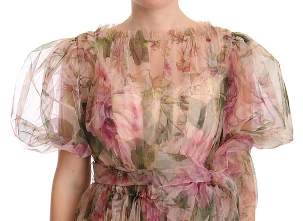 Multicolor floral print long maxi gown dress