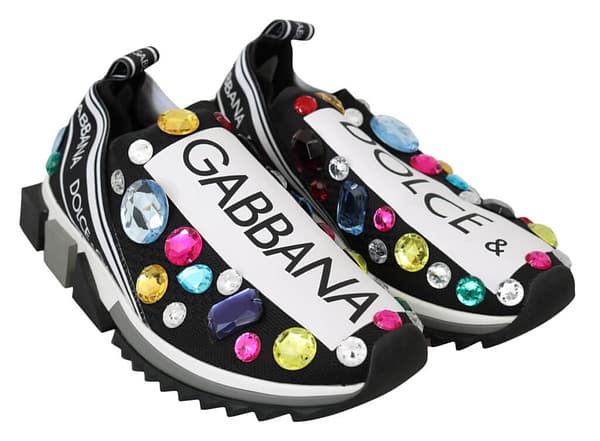 Black multicolor crystal sneakers shoes