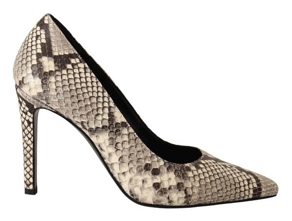 Sofia gray snake skin leather stiletto high heels pumps shoes