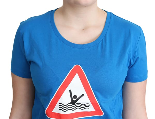 Blue cotton swim graphic triangle t-shirt
