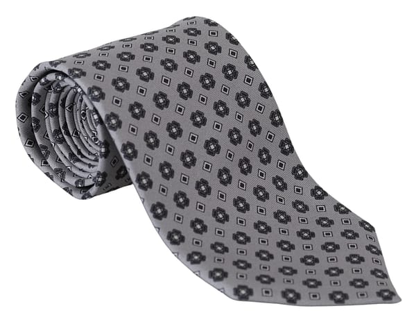 Dolce & gabbana gray silk patterned formal wide necktie