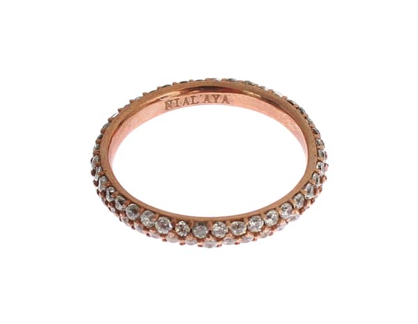 Pink gold 925 silver clear cz ring