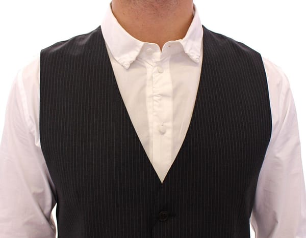 Gray striped wool single breasted vest