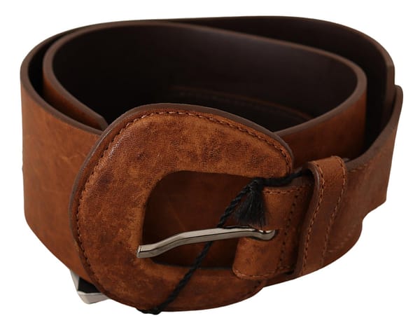 Brown leather fashion waist buckle belt