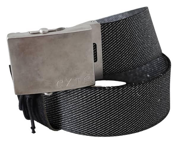 Black silver metal brushed buckle waist belt