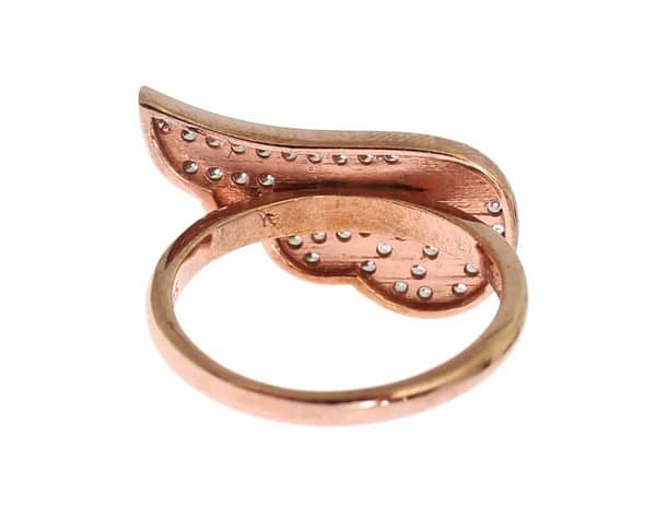 Pink gold 925 silver womens clear cz ring