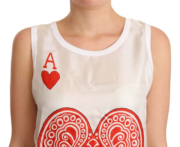 White ace of hearts print sleeveless t-shirt