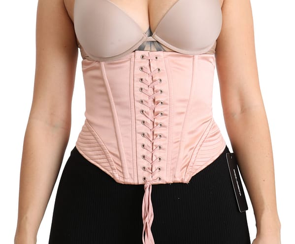 Dolce & gabbana silk pink corset belt stretch waist strap top