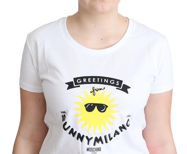 White cotton sunny milano print t-shirt