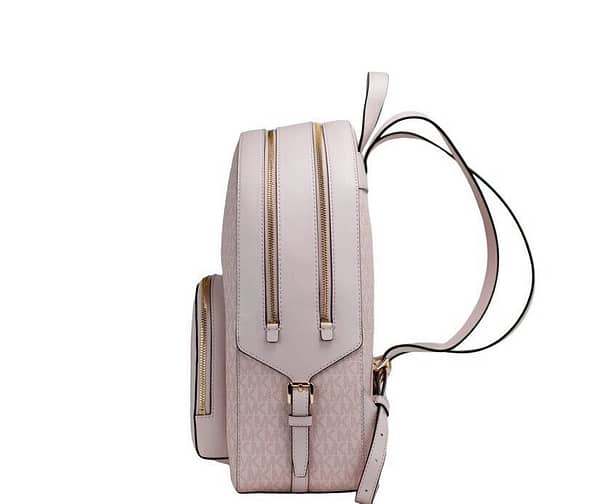 Jaycee large dark powder blush pvc zip pocket backpack bookbag