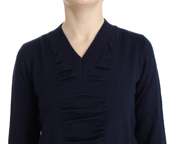 Dark blue v-neck wool sweater