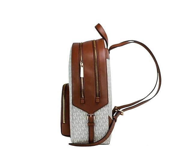 Jaycee large vanilla pvc leather zip pocket backpack bag bookbag