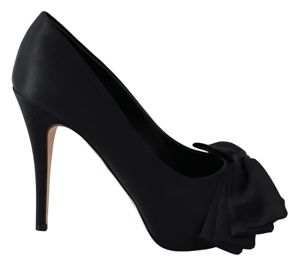 Dolce & gabbana black silk pumps open toes heels shoes