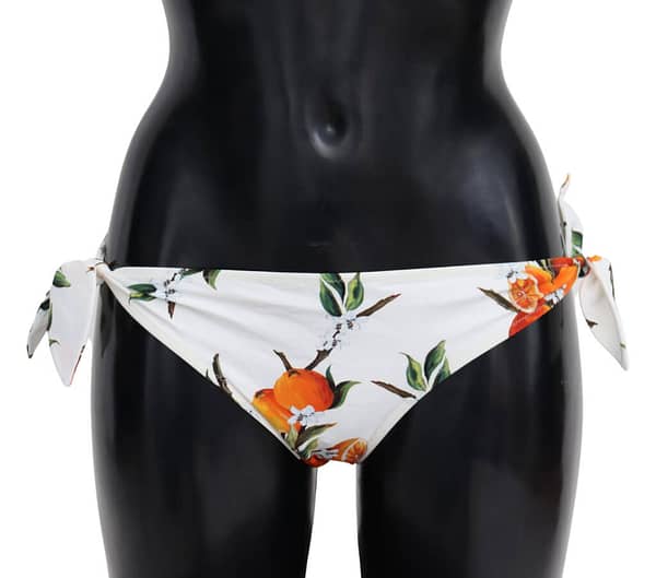 Dolce & gabbana bikini bottom white orange print swimsuit beachwear