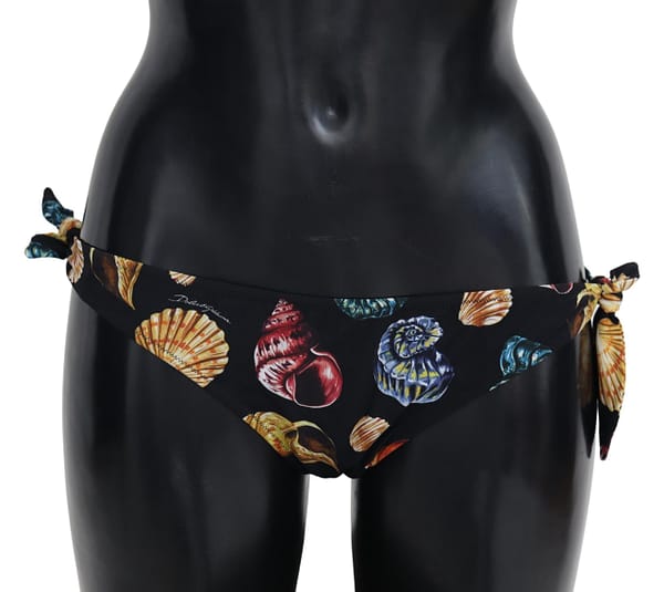 Dolce & gabbana black seashells swimwear beachwear bikini bottom
